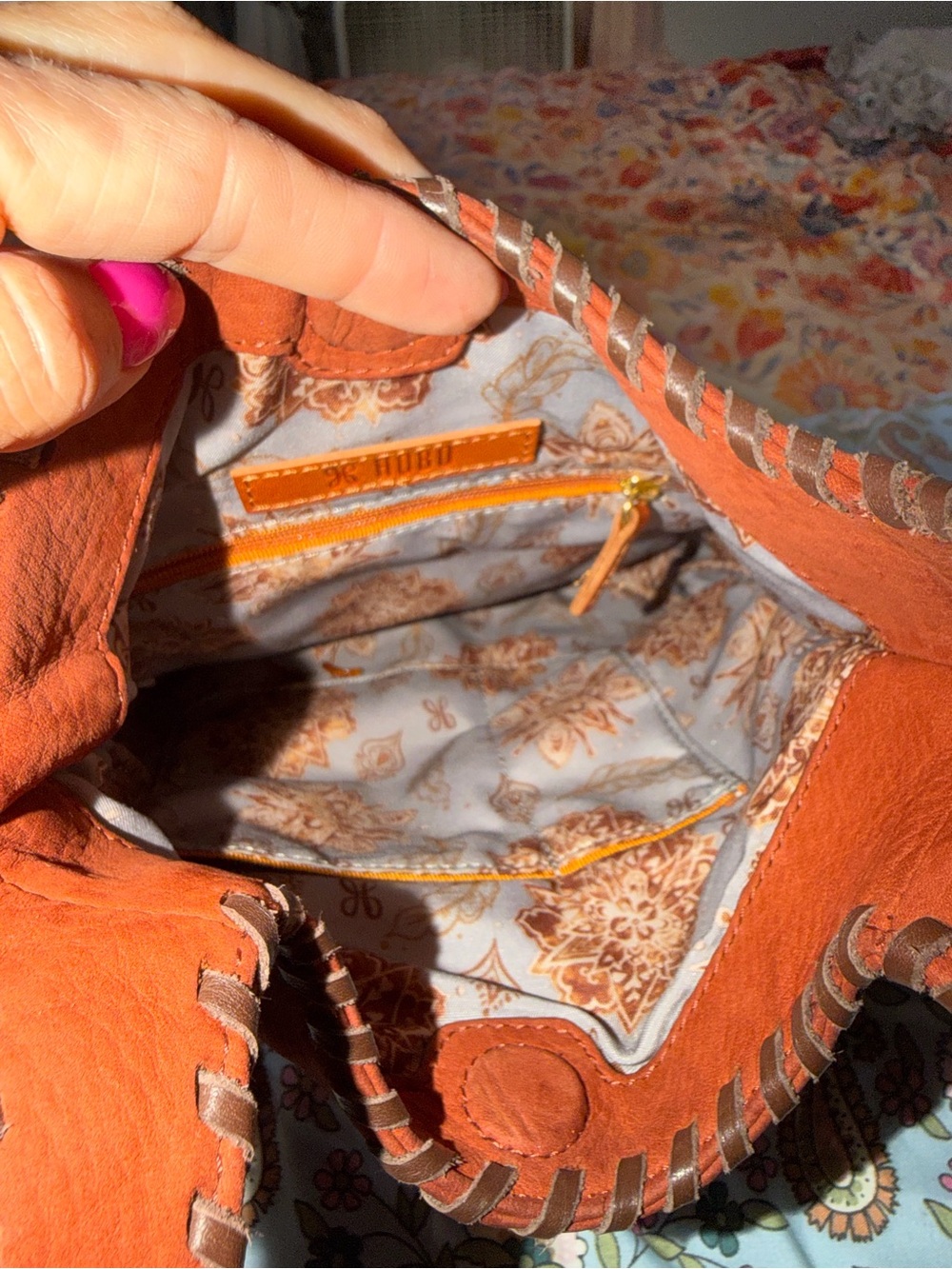 HOBO Leather Blossom Wristlet in Cinnabar Brown - Picture 5 of 5
